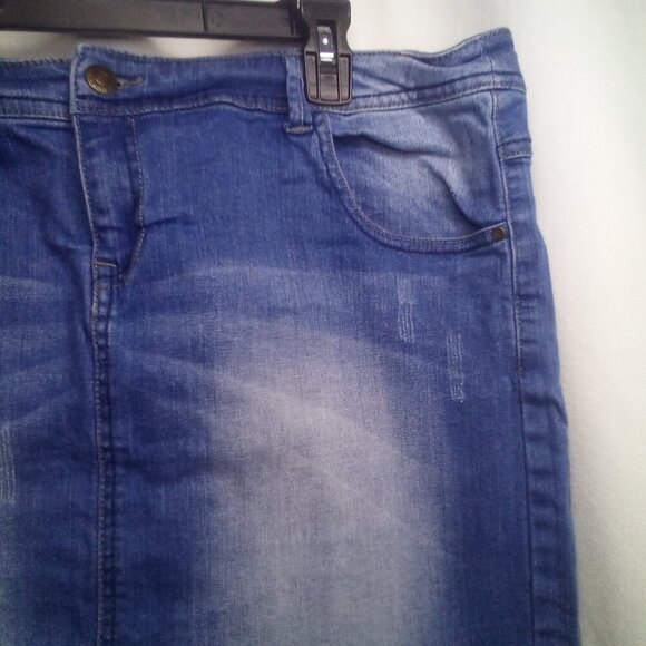 Promod Denim Skirt 16 Women Short Stretch Pockets Blue - Picture 11 of 16